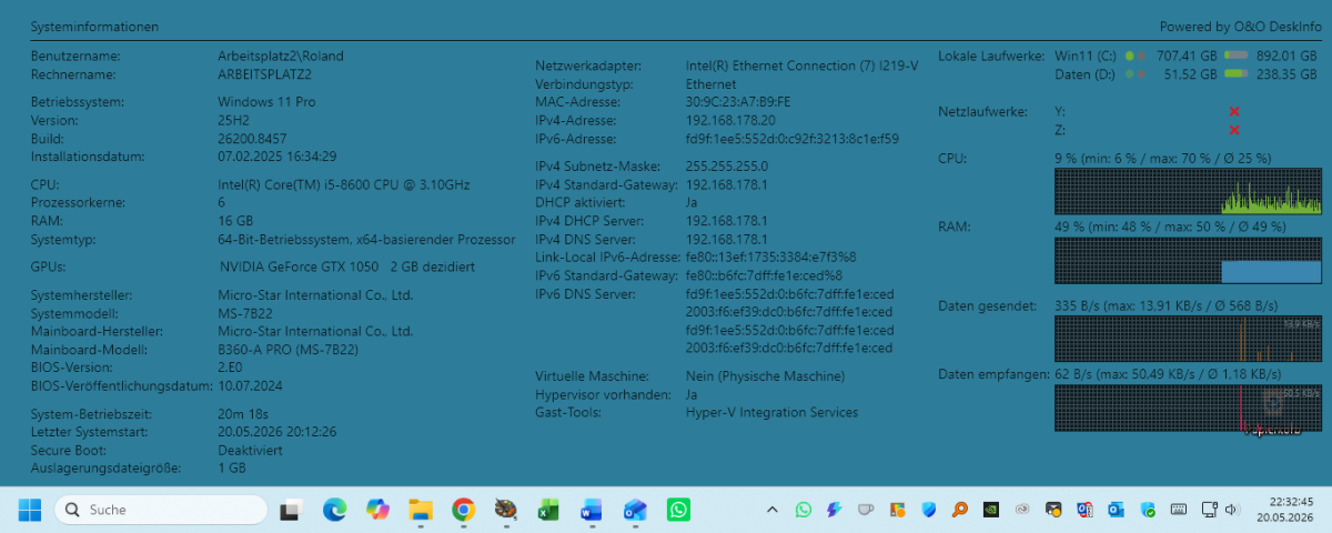 Windows individualisieren deskinfo