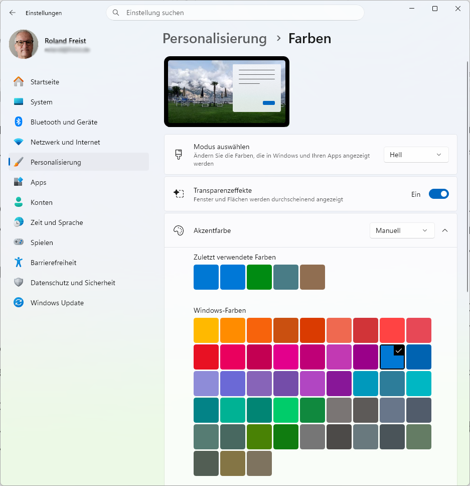 Windows individualisieren farben