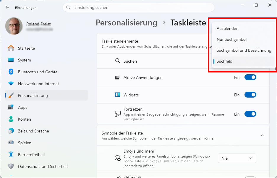 Windows individualisieren taskleiste