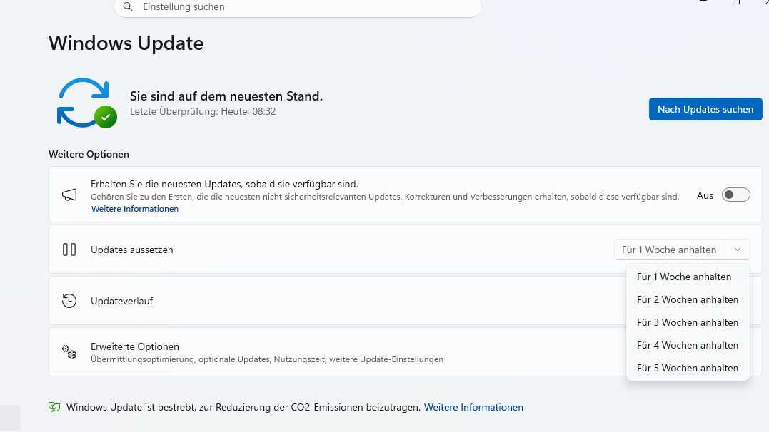 Windows 11 Einstellungen Update verschieben