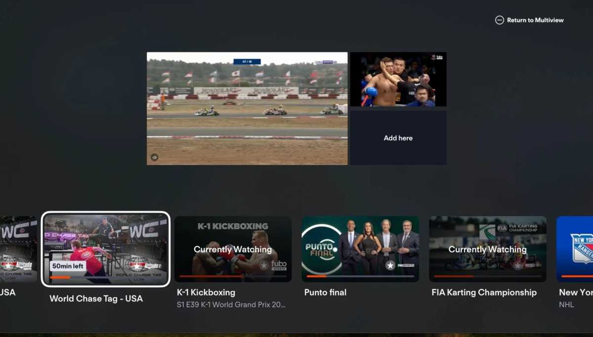 Fubo's multiview feature requires an Apple TV or select Roku players (with LG TV coming later in 2026).