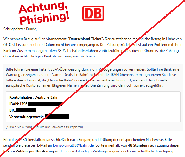 Klick für Vollbild-Ansicht 🔍 Phishing Warnung Deutschlandticket