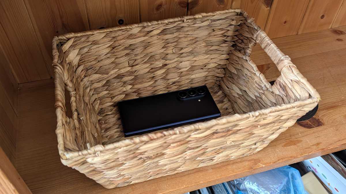 phone in basket