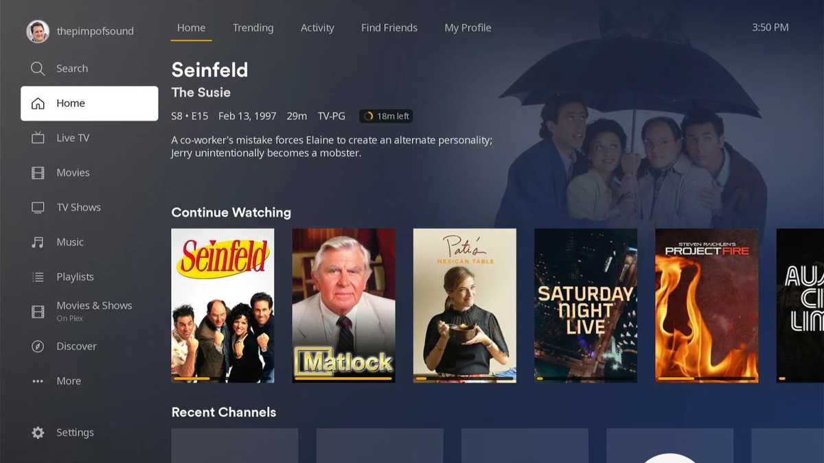 Plex DVR home page
