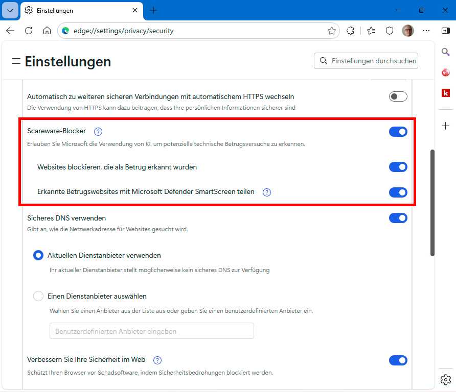 Scareware-Blocker in Microsoft Edge 