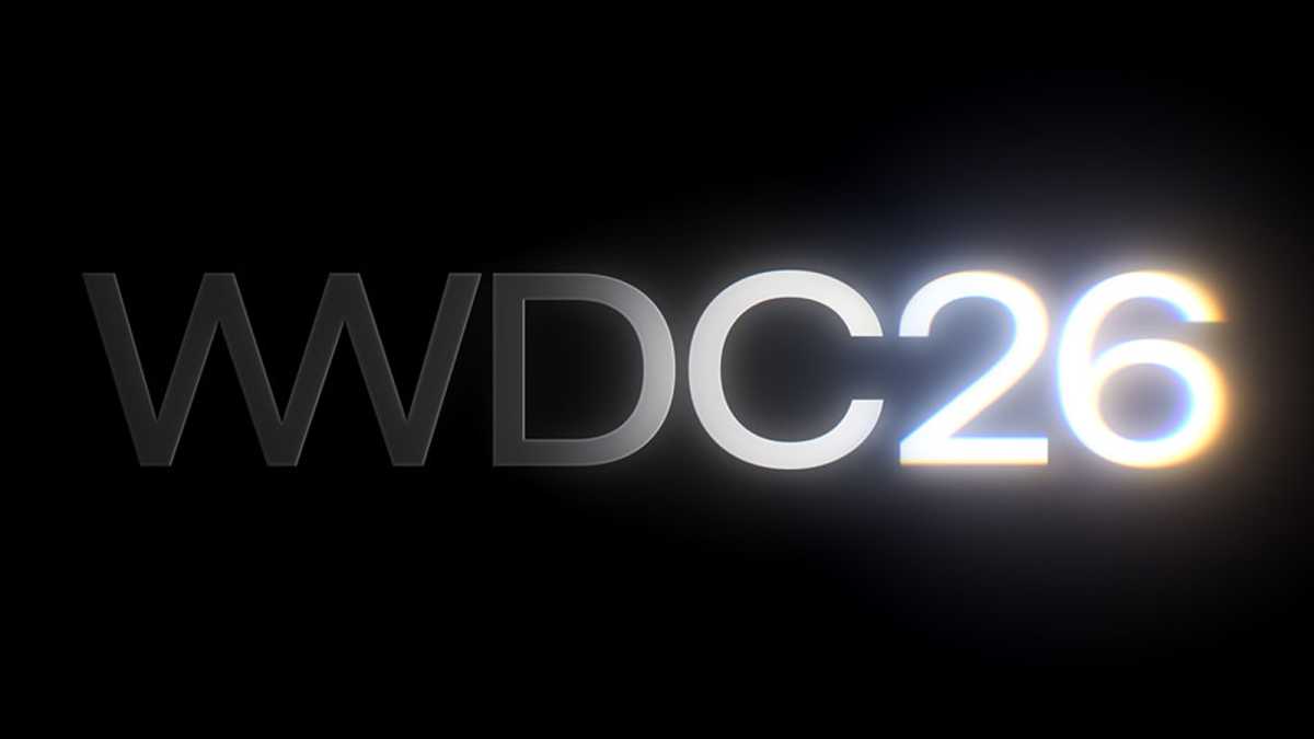 WWDC banner with glowing letters 