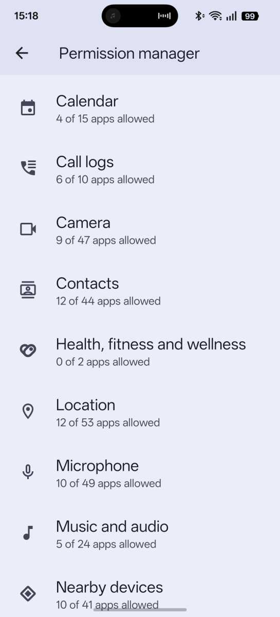 Android app permissions manager