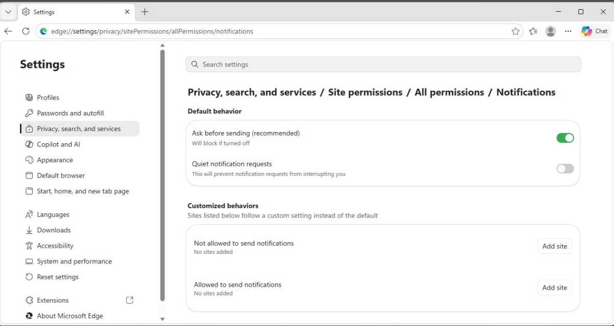Edge notifications
