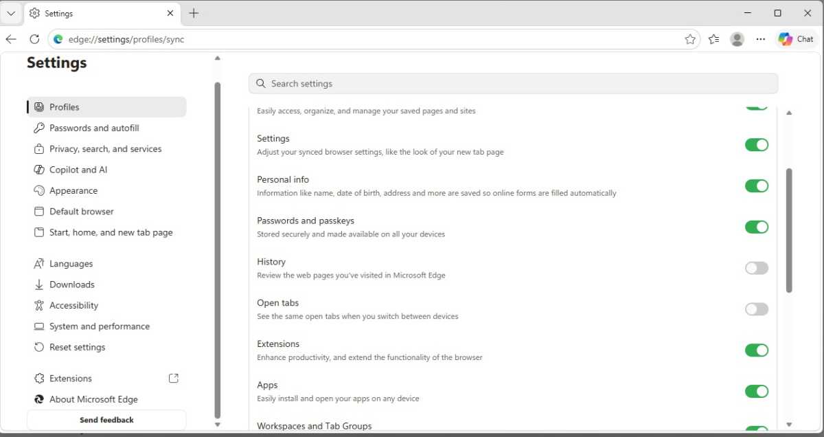 Edge profile sync