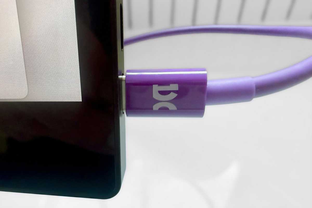 Espresso Pro 4K multi touch 17 inch display purple cable