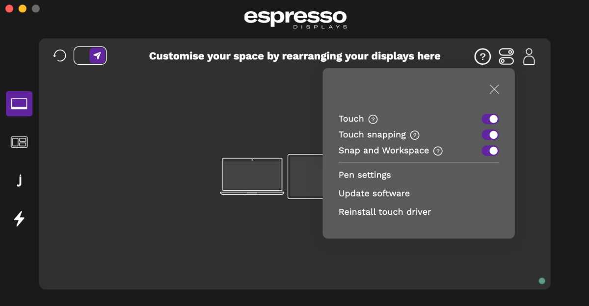 EspressoFlow Touch settings