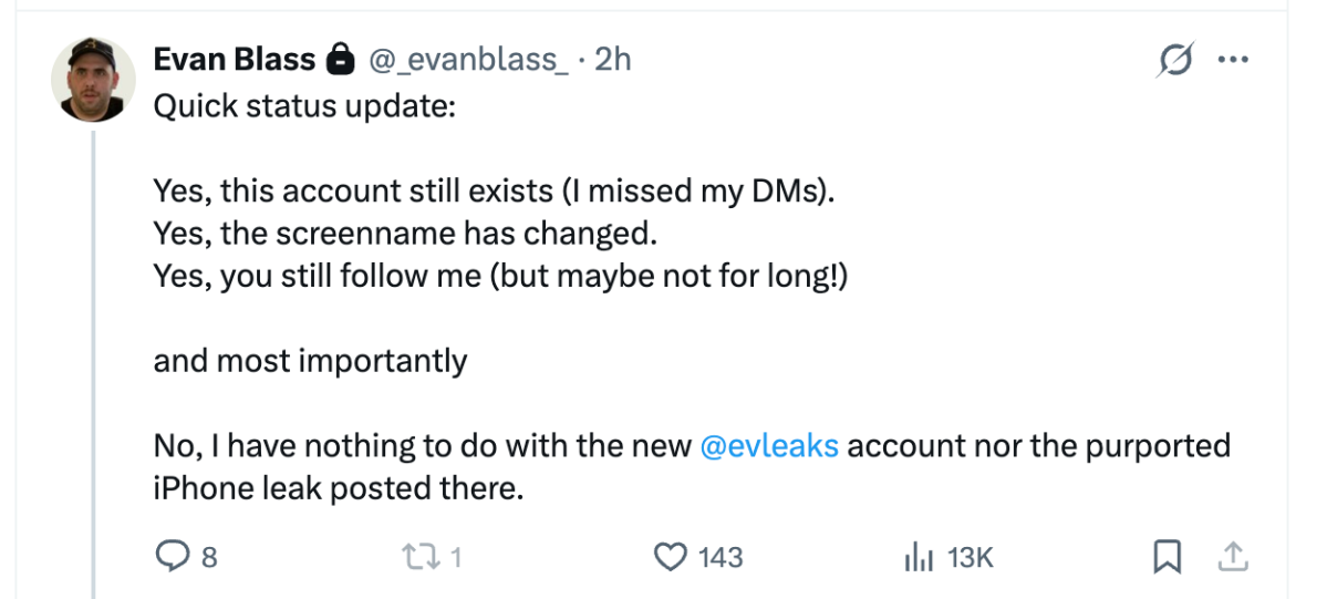 Evan Blass X post