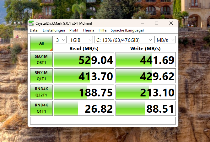 Test Peladn WO4 5600H Crystaldiskmark