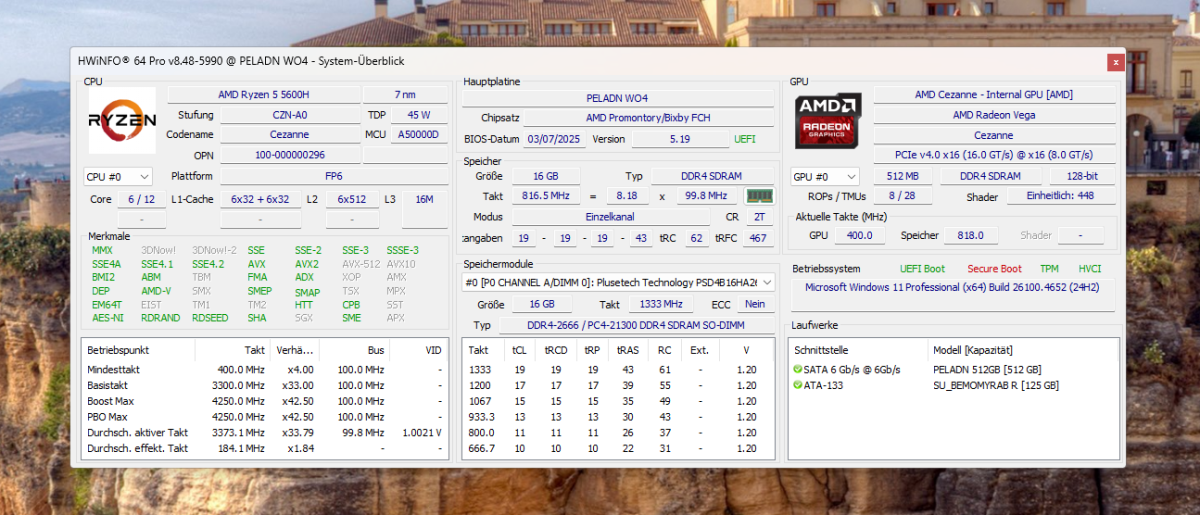 Test Peladn WO4 5600H HWinfo