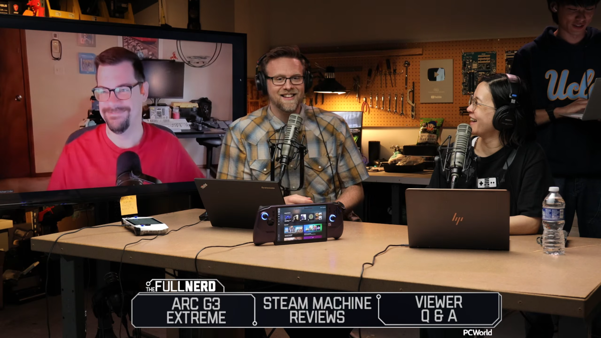 The Full Nerd crew recording a podcast