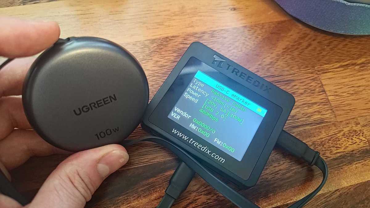 Treedix tester results for Ugreen retractable USB-C cable