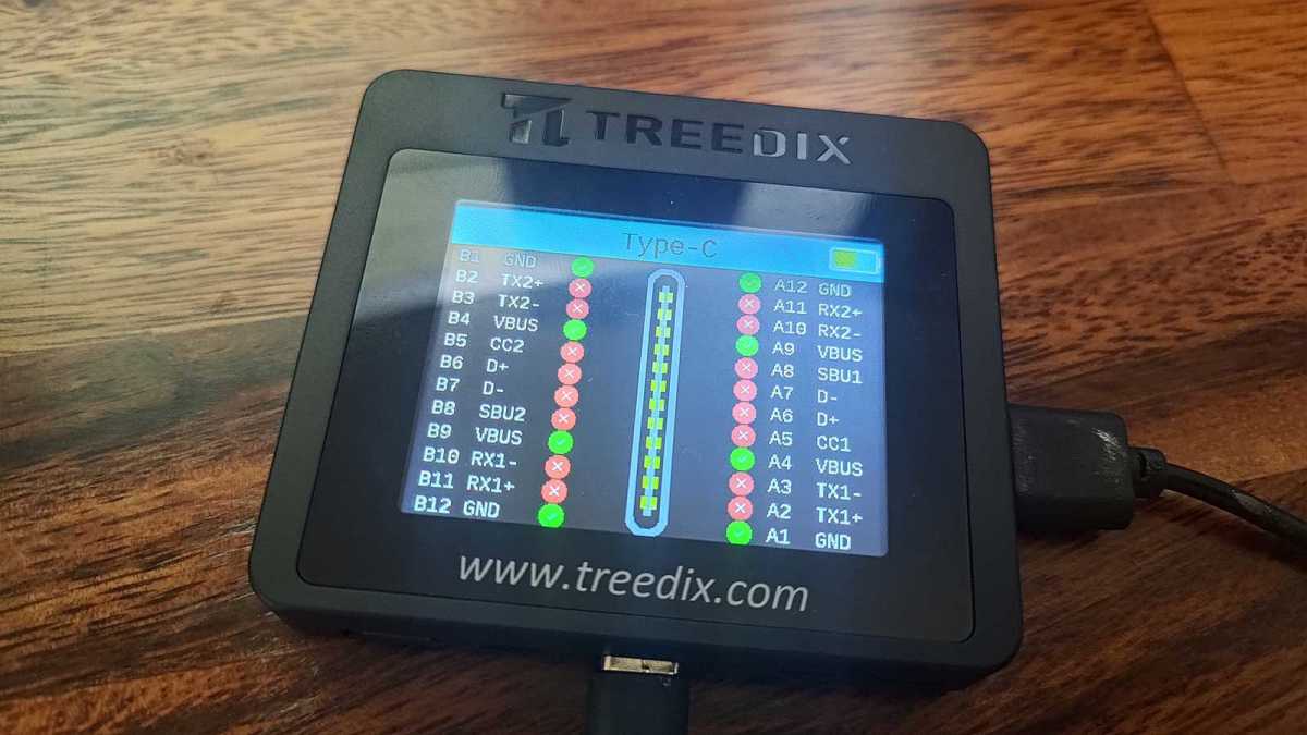 Treedix tester results for black USB-C cable