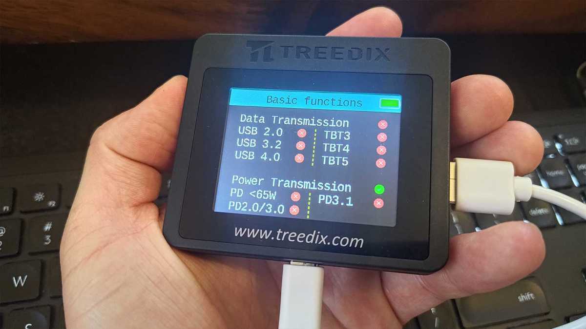 Treedix tester results for white USB-C cable
