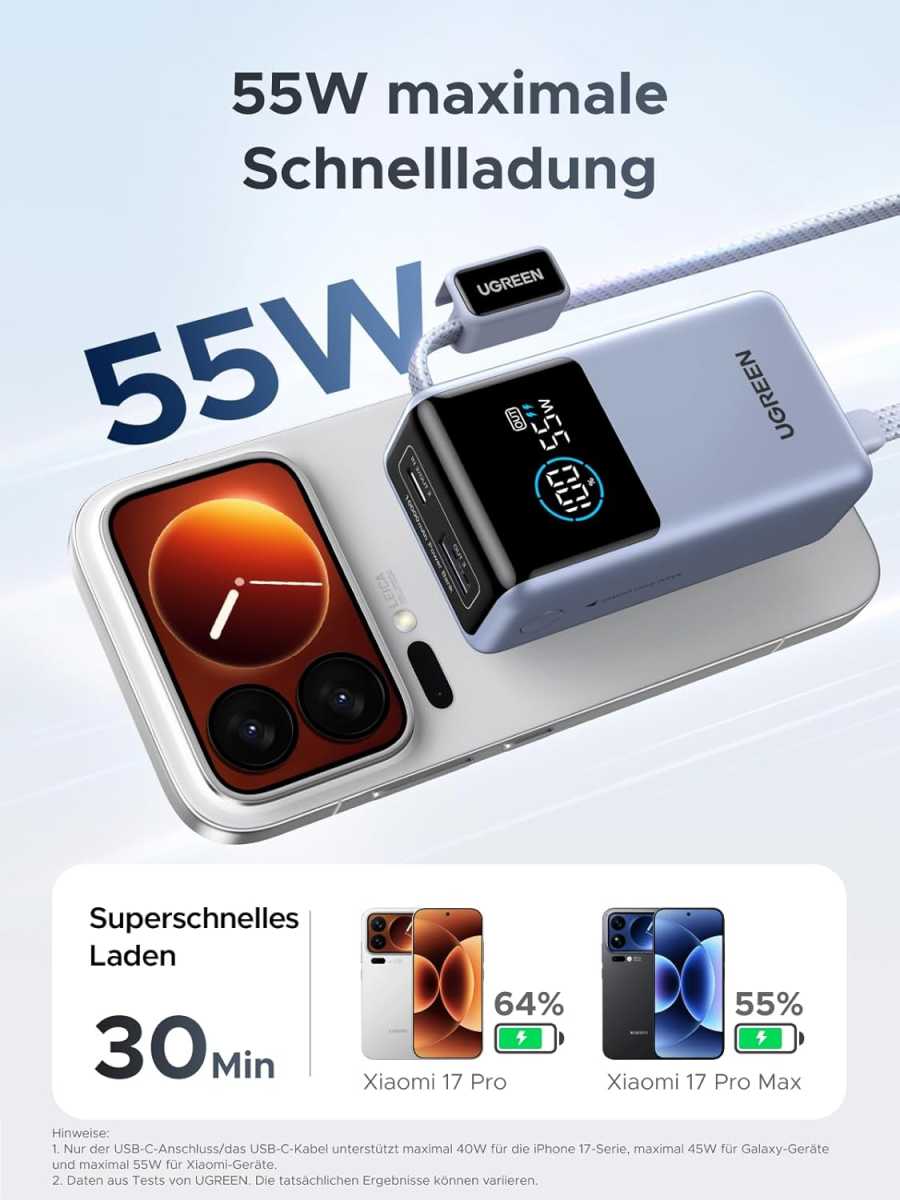Kompakt und schnell: Ugreen 10000mAh Powerbank für 32,99 Euro