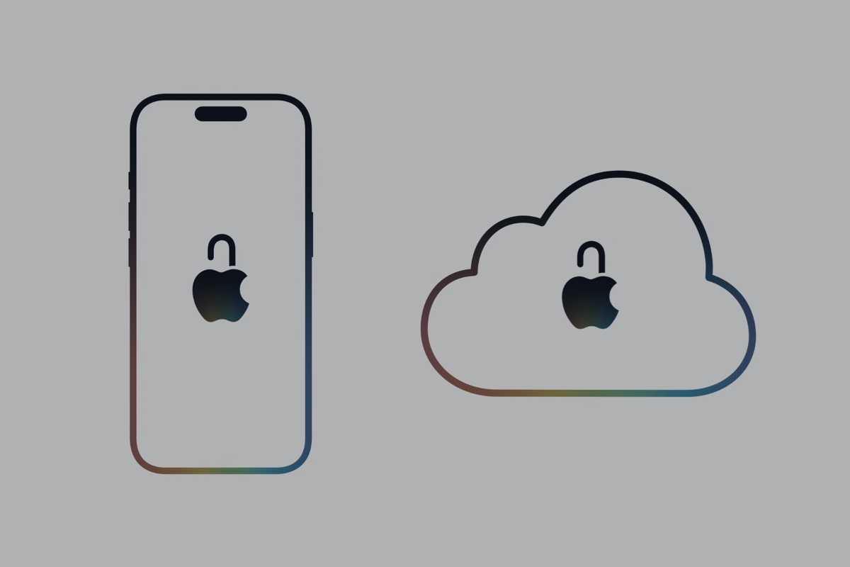 ロックされた iPhone と iCloud を示す画像