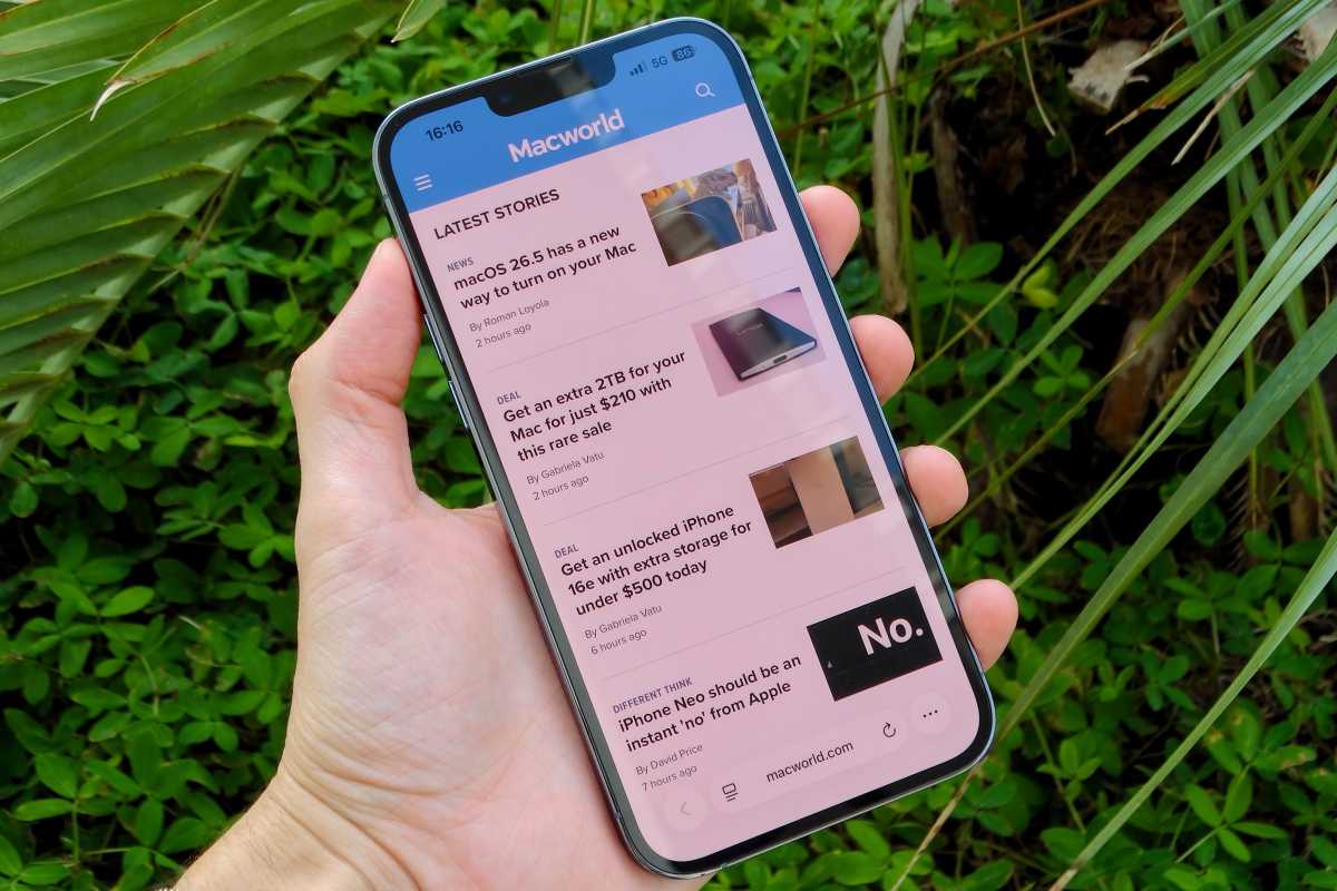 iPhone 13 Pro Max showing the macworld Home Screen