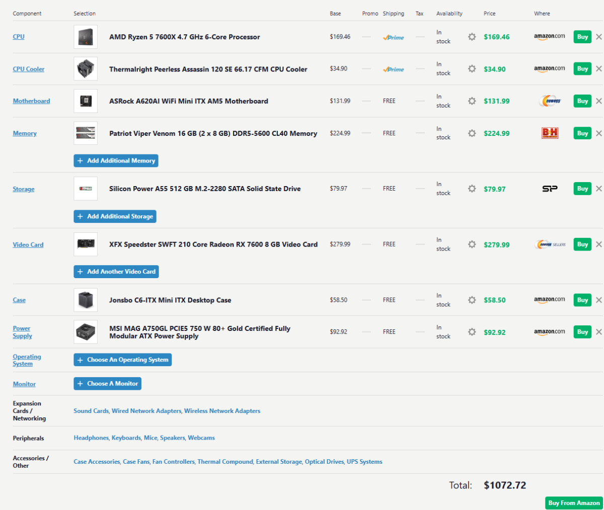PCPartPicker Steam Machine approximation