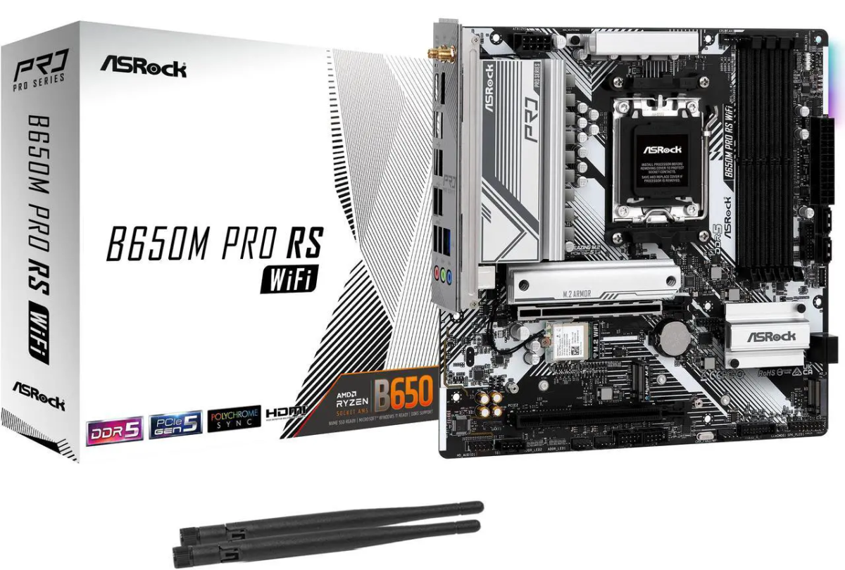 ASRock B650M Pro RS WiFi AM5 AMD B650 Micro ATX Motherboard