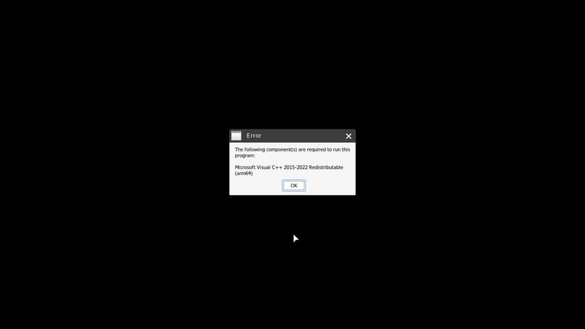 Windows error message on GameHub