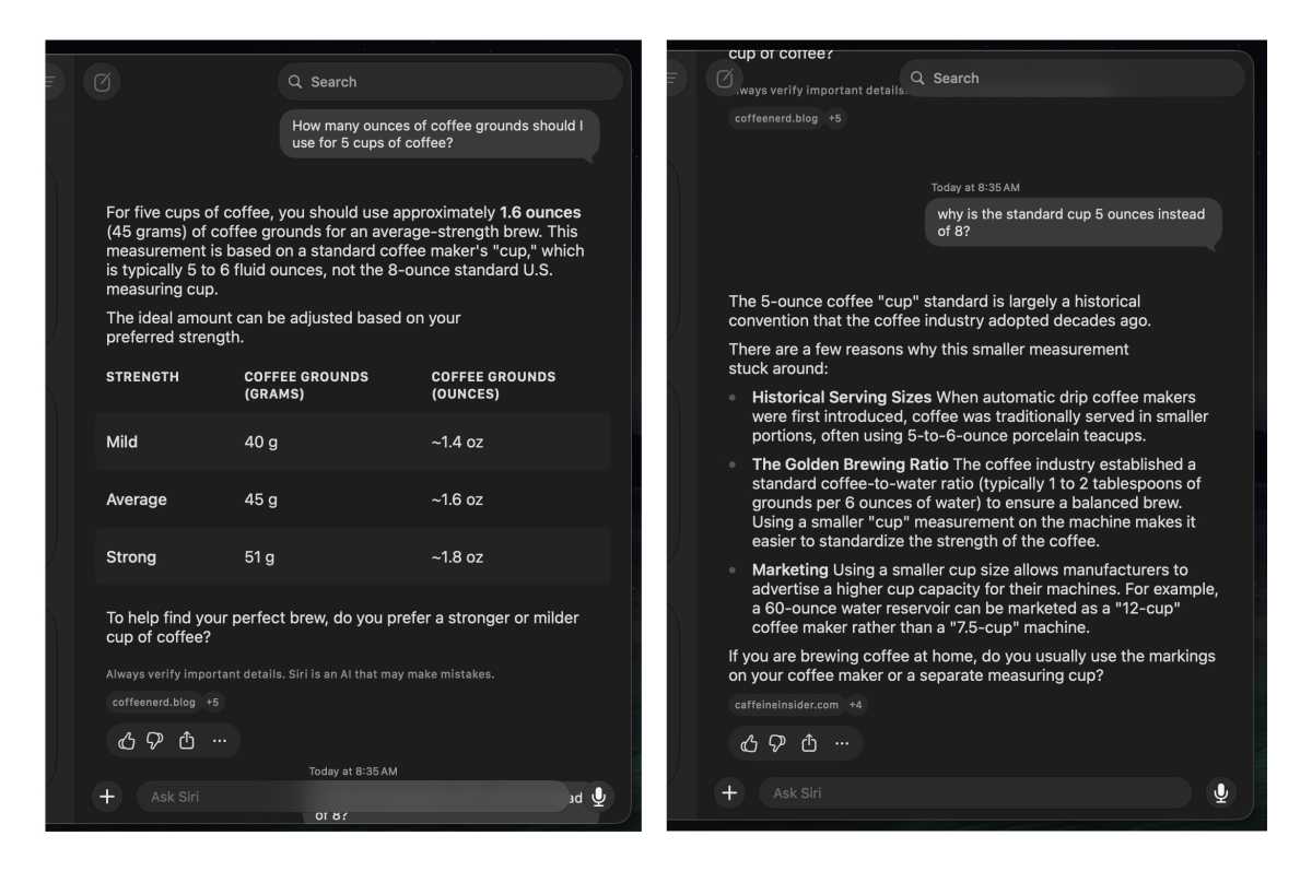Siri AI coffee
