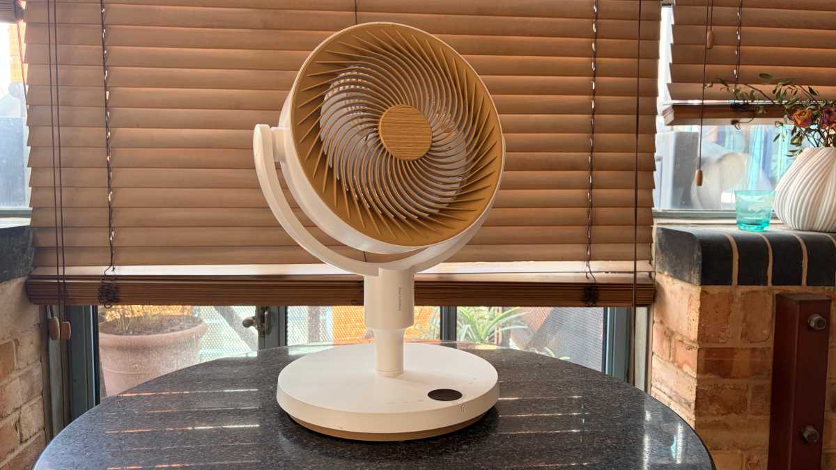 SwitchBot fan standing on a table