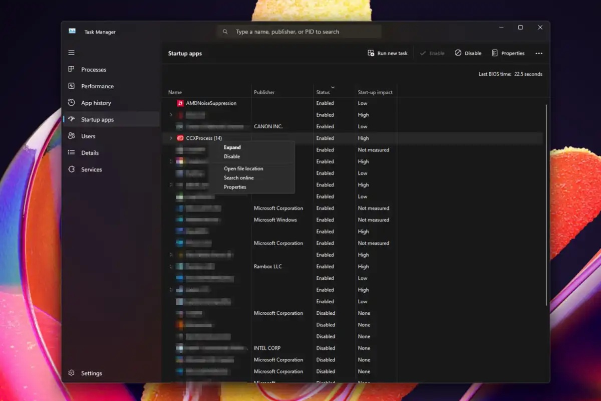 task manager startup apps
