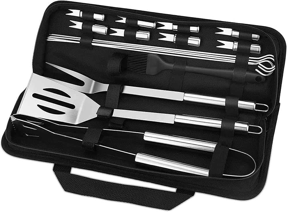 16-teiliges Grillbesteck-Set aus Edelstahl mit Aufbewahrungstasche
