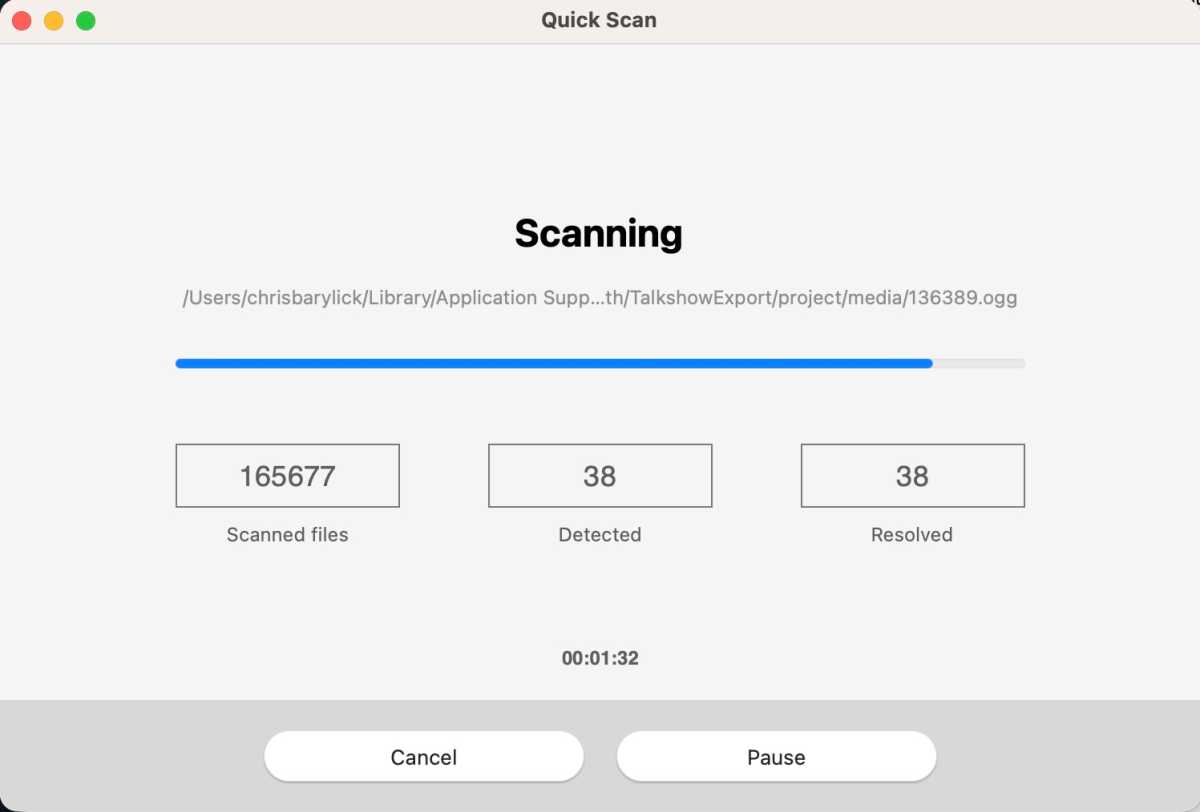 A Bitdefender quick scan in progress