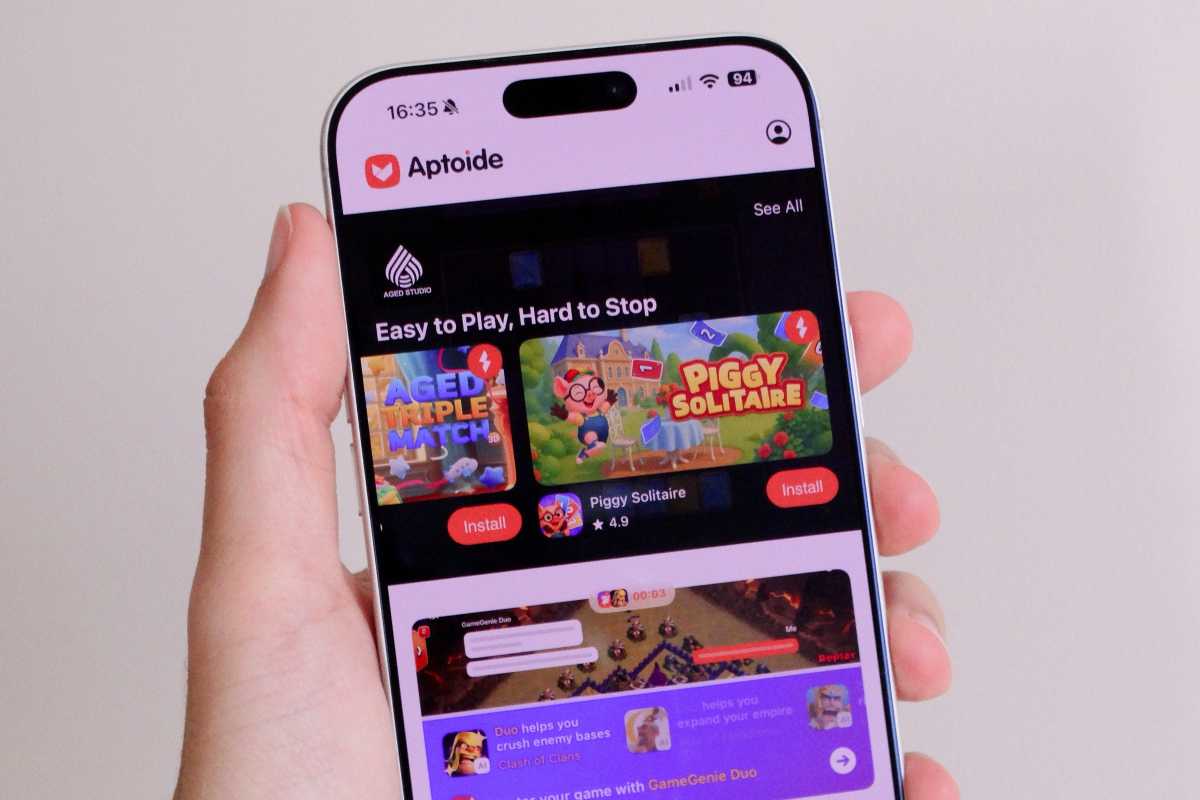 Apptoide alternative app marketplace on an iPhone 17 Pro Max