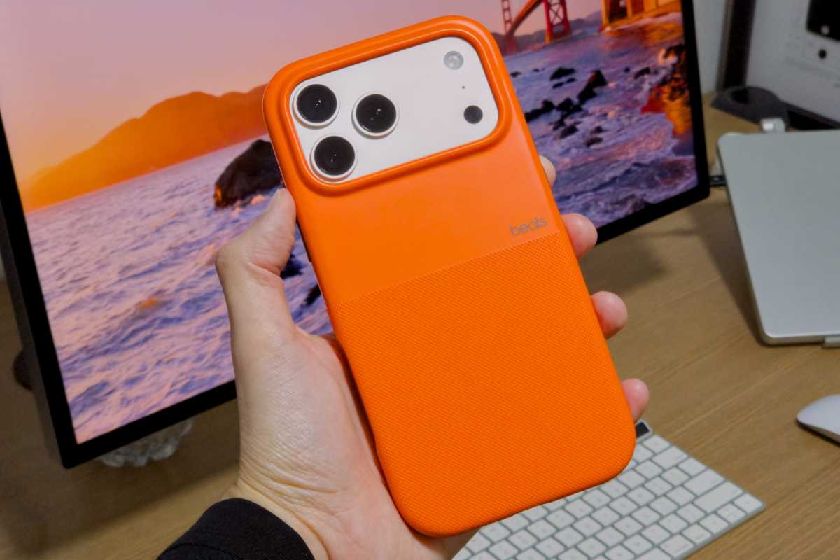 iPhone 17 Pro Max in the orange Beats Rugged iPhone Case
