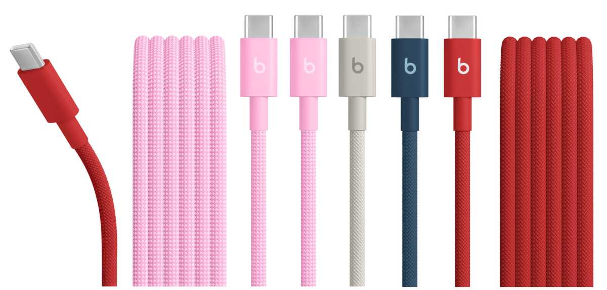 Beats USB-C to USB-C Woven Cable red pink stone blue