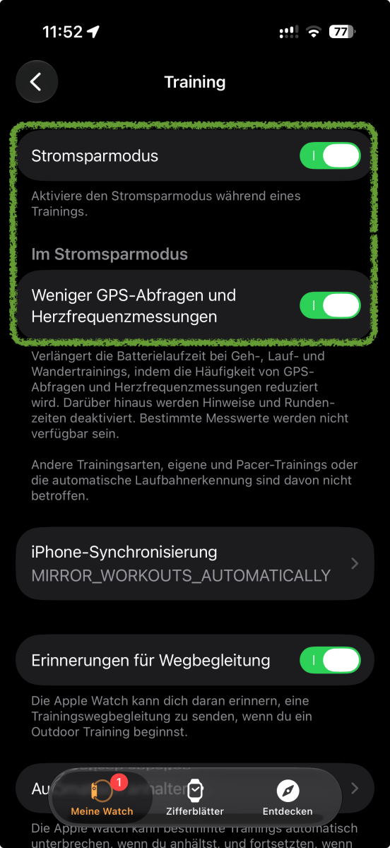 Trick lässt  Akku Ihrer Apple Watch beim Training länger durchhalten