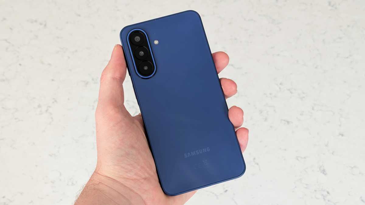 Samsung Galaxy A27 being held in a hand