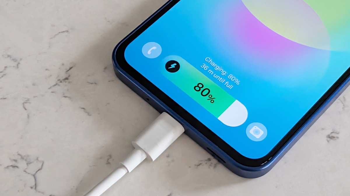 Samsung Galaxy A27 charging via a USB-C cable