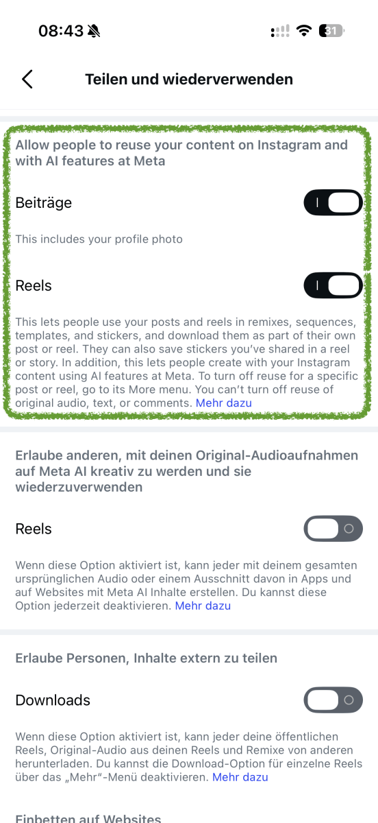 Zwei Regler bei Teilen und Wiederverwenden