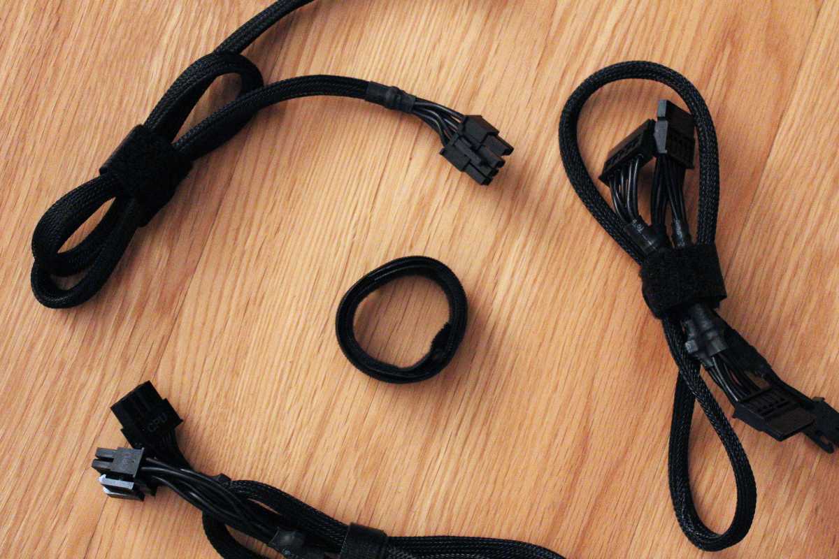 Velcro ties with velcro-tied cables