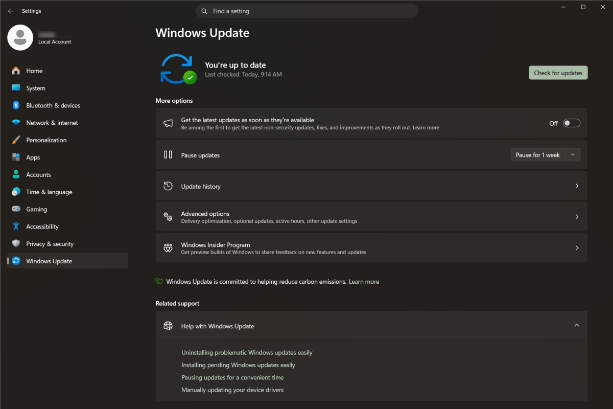 Windows Update (Dark Mode)