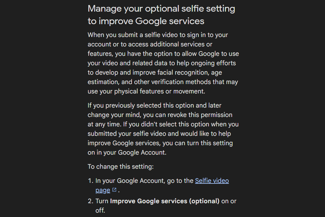 Video selfie fine print