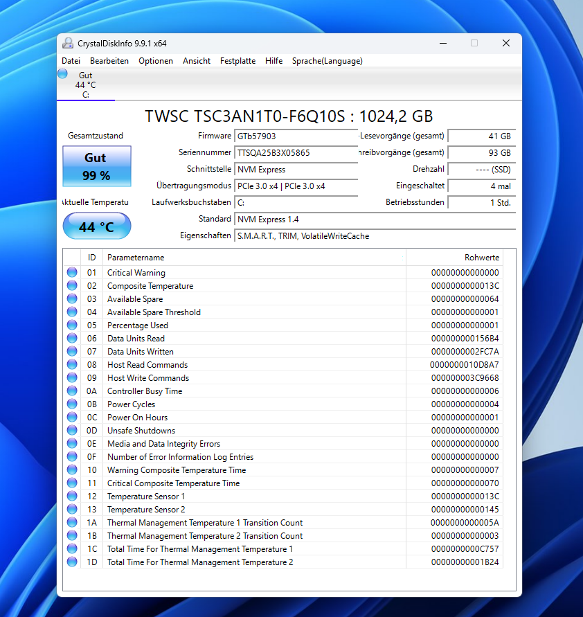 Test GMKtec M3 Pro crystaldiskinfo