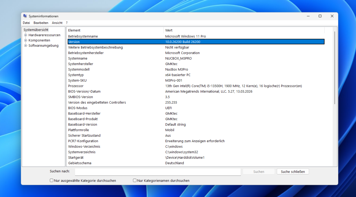 Test GMKtec M3 Pro systeminformationen