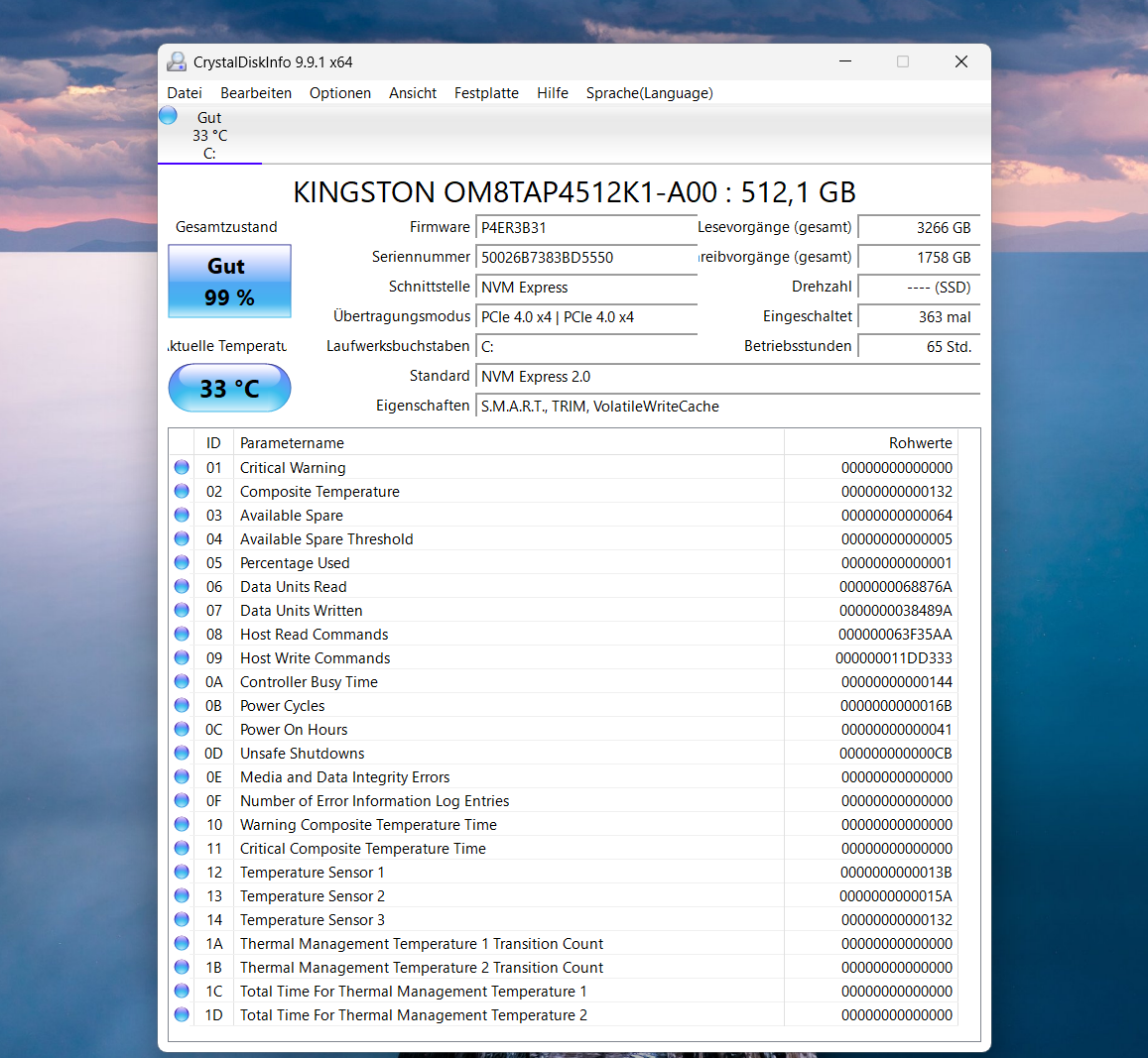 Test Geekom Geekbook M16 crystaldiskinfo