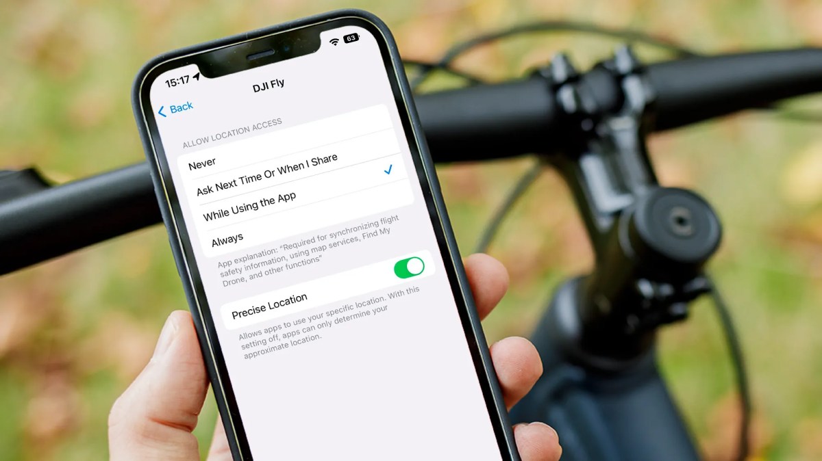 iPhone privacy settings for DJI Fly