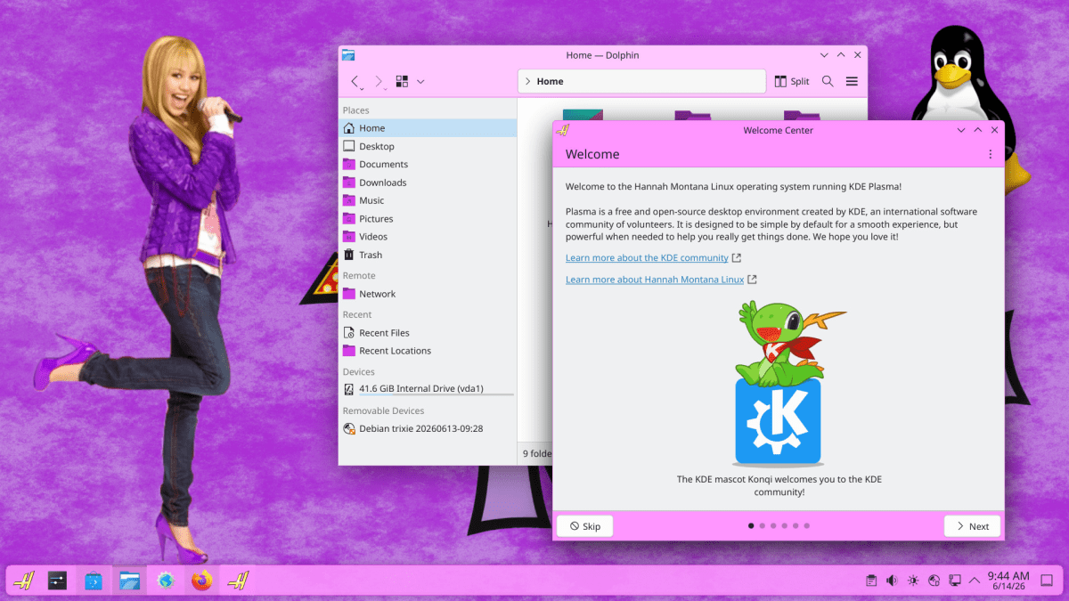 Hannah Montana Linux desktop