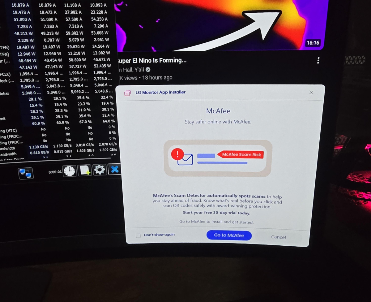 LG monitor Mcafee spam