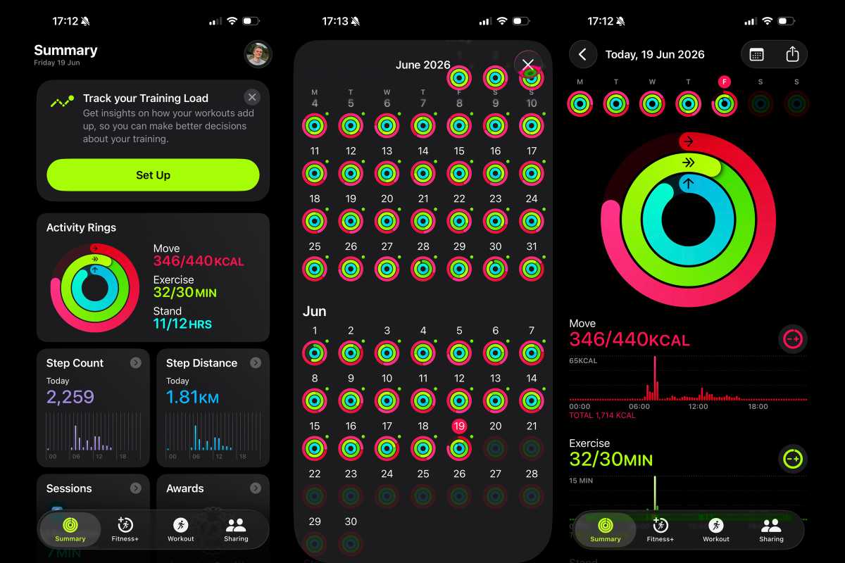 iphone fitness app screenshots